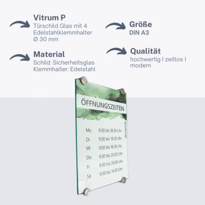 Tuerschild VITRUM P Glasschild fuer Buero DIN A3